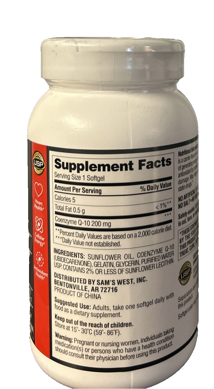 Member’s Mark CoQ10 Softgels 200 mg 180 Count EXP 03/2028