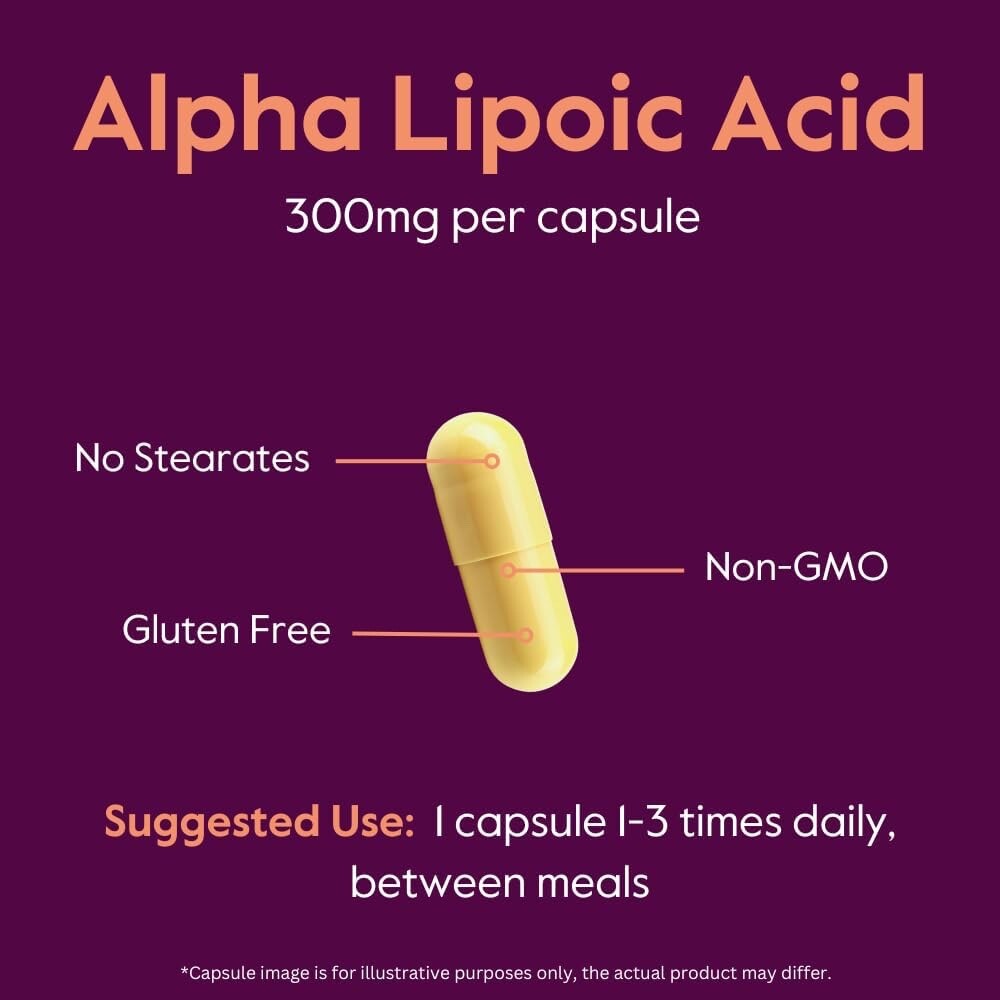 Alpha Lipoic Acid 300mg (120 Capsules) – No Stearates – Gluten Free – Non GMO