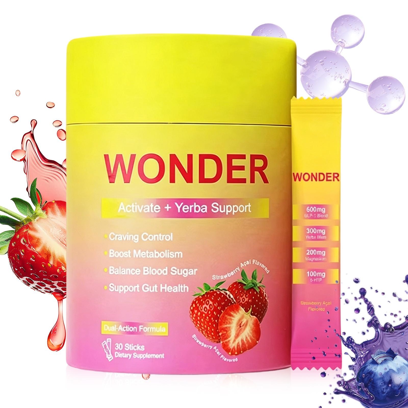 30 Servings Cutting Drink blend – 5-HTP, Yerba Mate & Magnesium Mixed Berry F…
