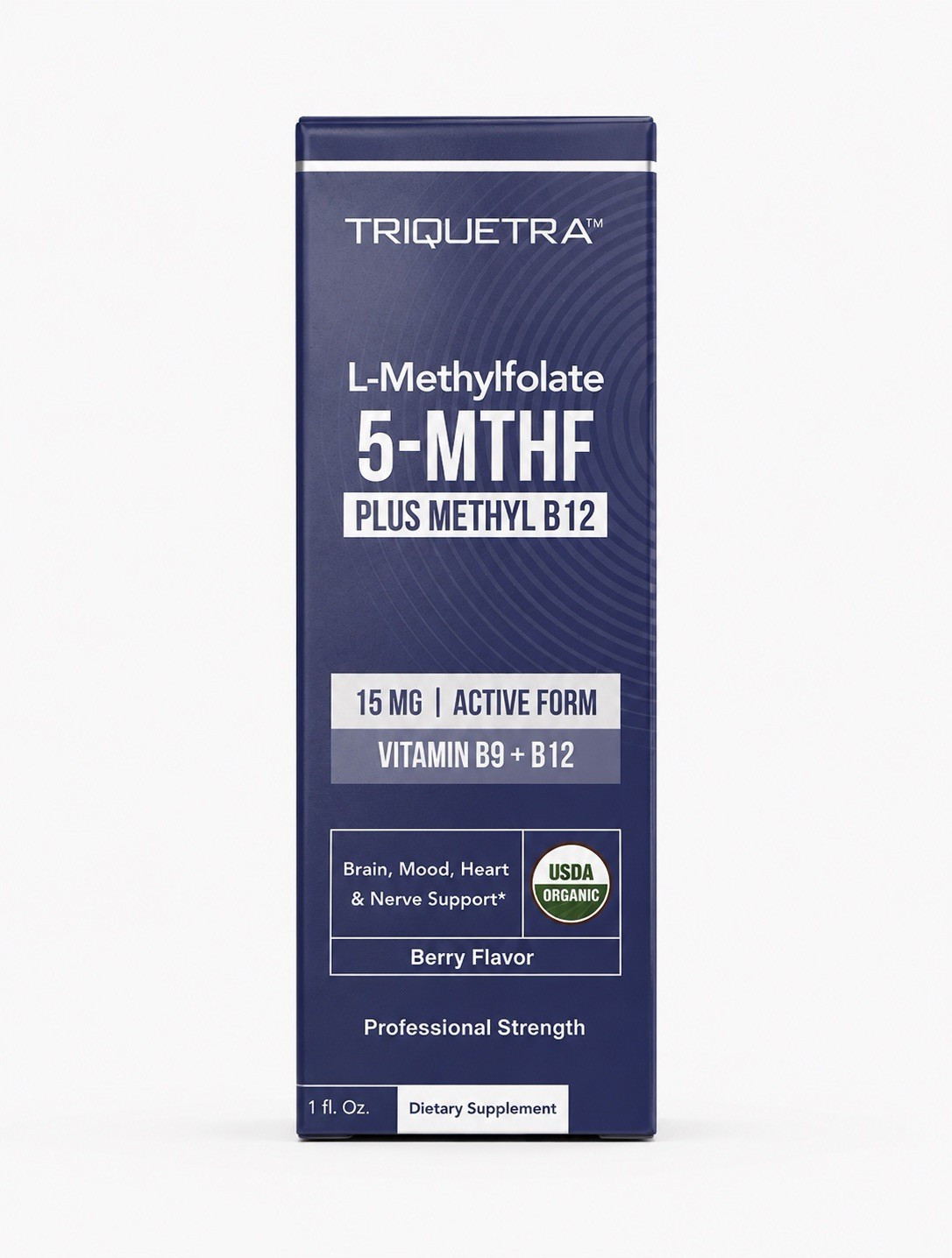 Triquetra L-Methylfolate 5-MTHF + Methyl B12 Liquid 15mg Berry 1 fl oz