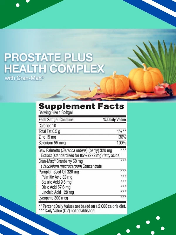 Trunature PROSTATE PLUS HEALTH COMPLEX 250 Softgels Saw Palmetto with Zinc