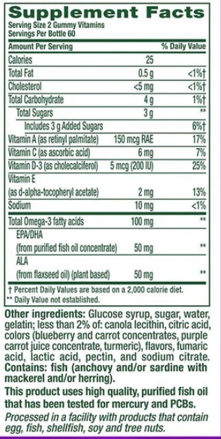 Vitafusion Omega-3 Raspberry Lemonade Flavors 120 Gummies