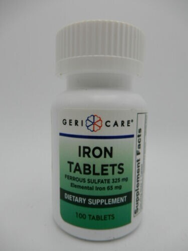 Gericare Ferrous Sulfate 325mg Iron Supplement Blood Health Support 100ct 3 Pack