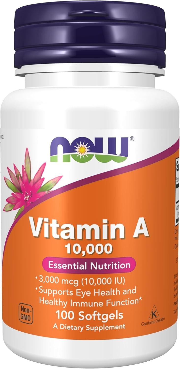 NOW Supplements,Eye Health*, Essential Nutrition, 100 Soft Vitamin A 10,000 IU