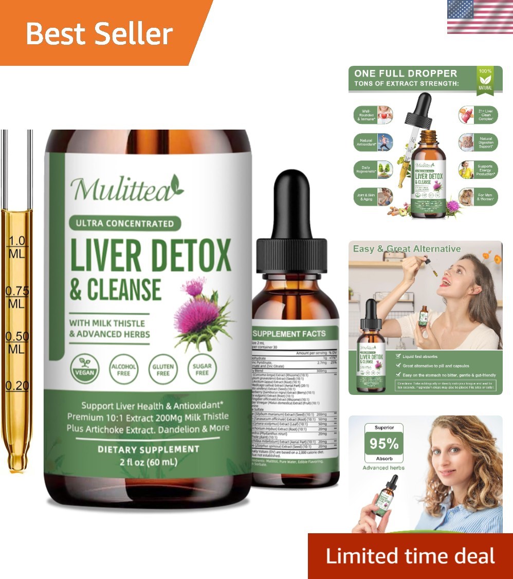 60ml Natural Liver Detox Drops with Artichoke & Milk Thistle – Formula
