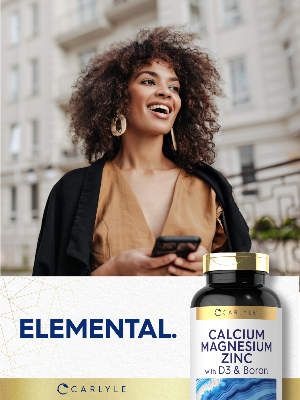 Calcium Magnesium Zinc | 300 Vegetarian Caplets | Vitamin D3, Boron | by Carlyle