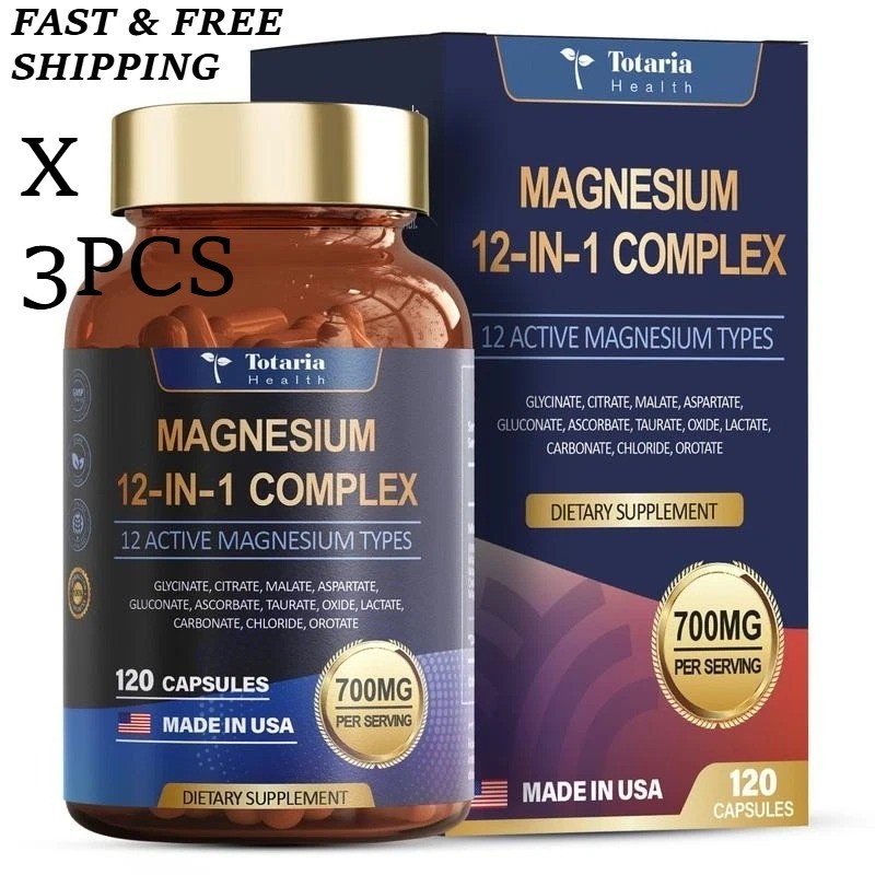 Totaria Health Magnesium 12-in-1 Complex – 700mg | 120 Capsules | Vegan, Non-GMO