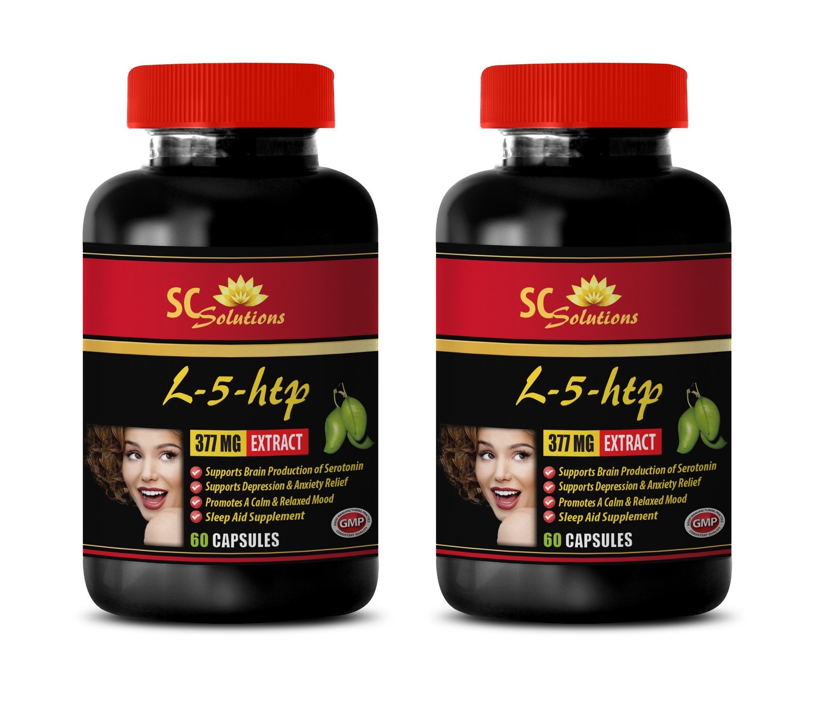 serotonin inhibitor – L-5-HTP – sleeping aid adults – 2 Bottles (120 Capsules)