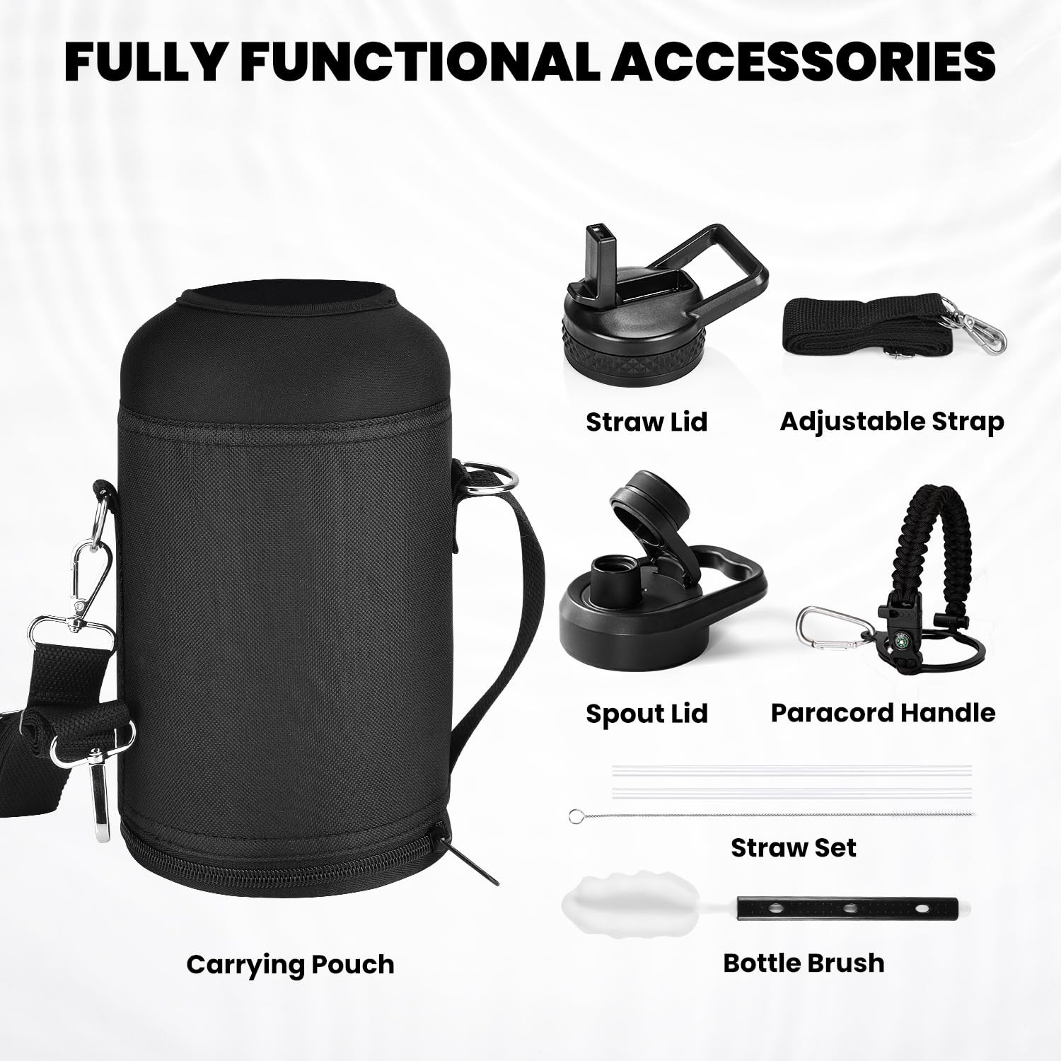 RAYMYLO Insulated Water Bottle 64 oz, Triple Wall 64 Ounces, Magic Black