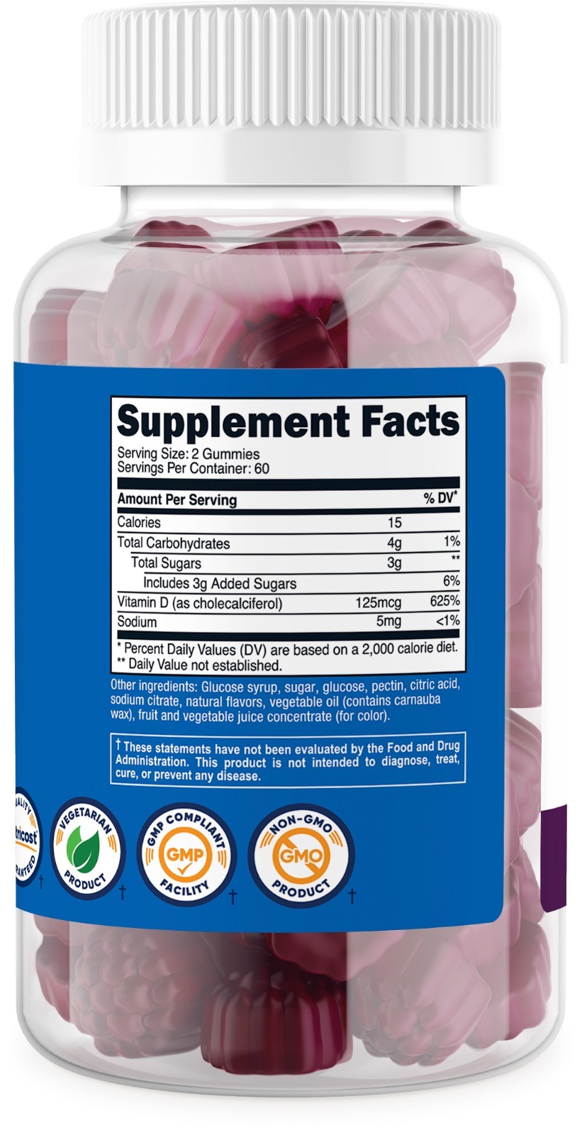 Nutricost Vitamin D3 Gummies 5,000 IU (125mcg), 120 Gummies – Mixed Berry Flavor