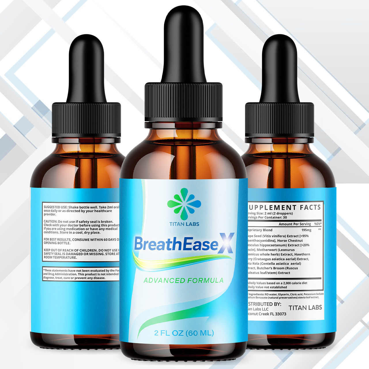 (3 Pack) BreathEaseX Drops Advanced Lungs Support Breath EaseX 90 Servings