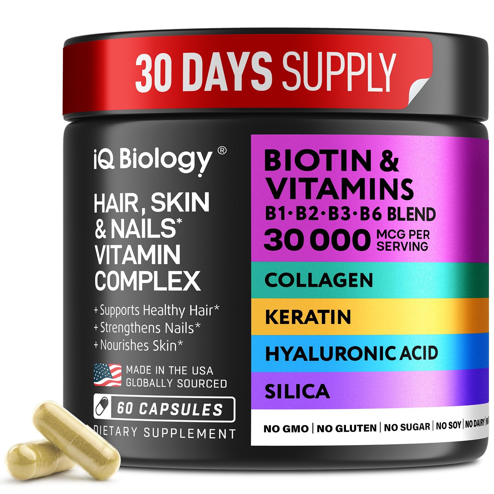 Biotin 10,000 mcg Supplement for Hair Growth with Collagen & Keratin for Hair…