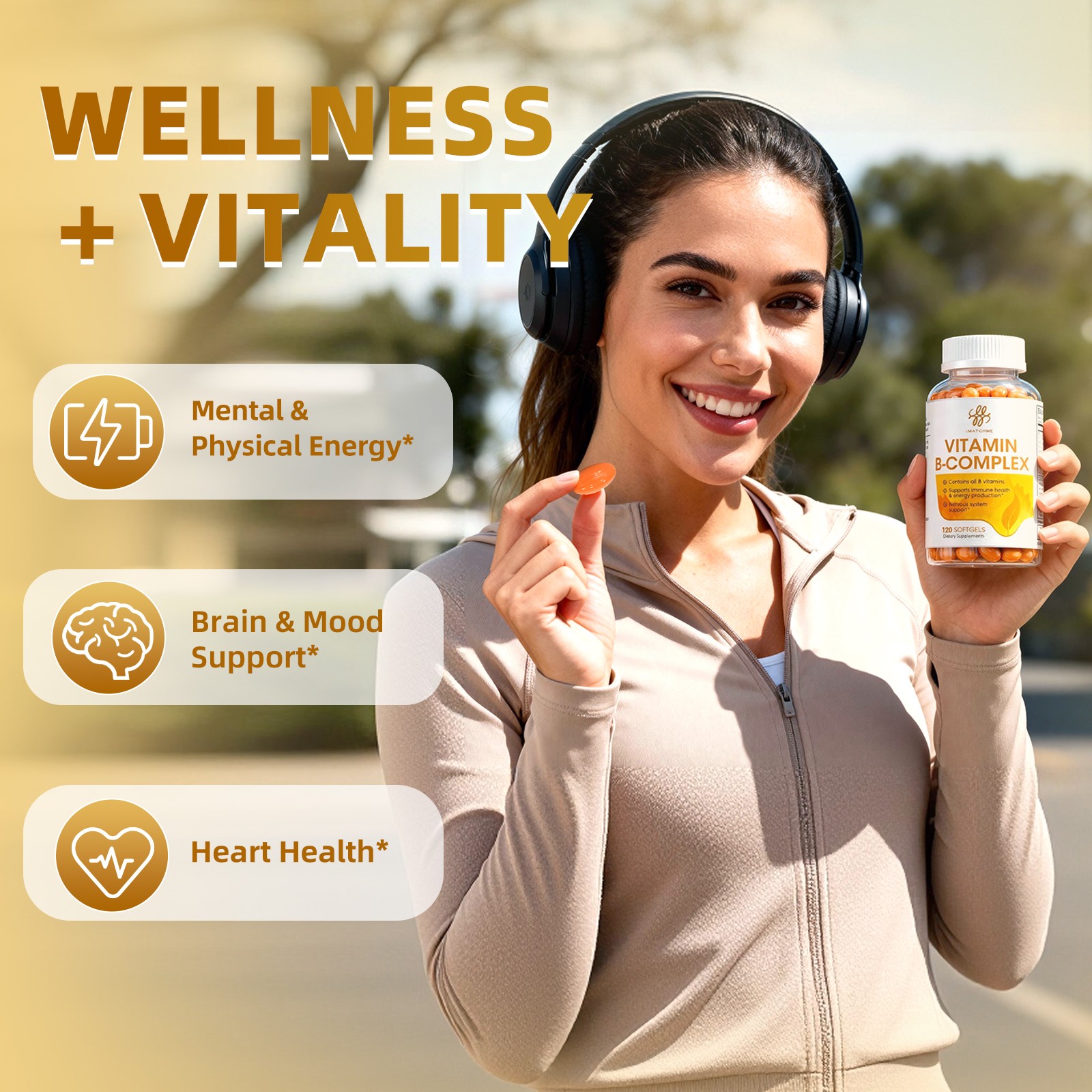 Vitamin B Complex Supplement High Potency Vitamin B1, B2, B3, B5, B6, B12