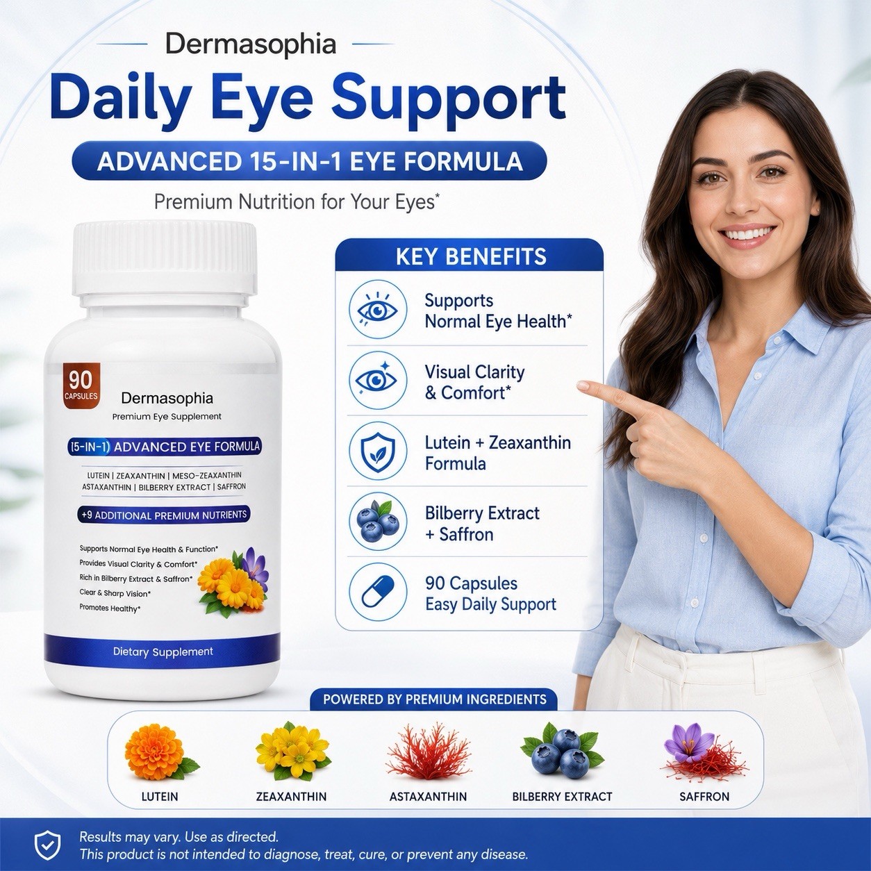 Eye Supplement, 90 Capsules, Advanced Eye Formula, Lutein, Zeaxanthin.