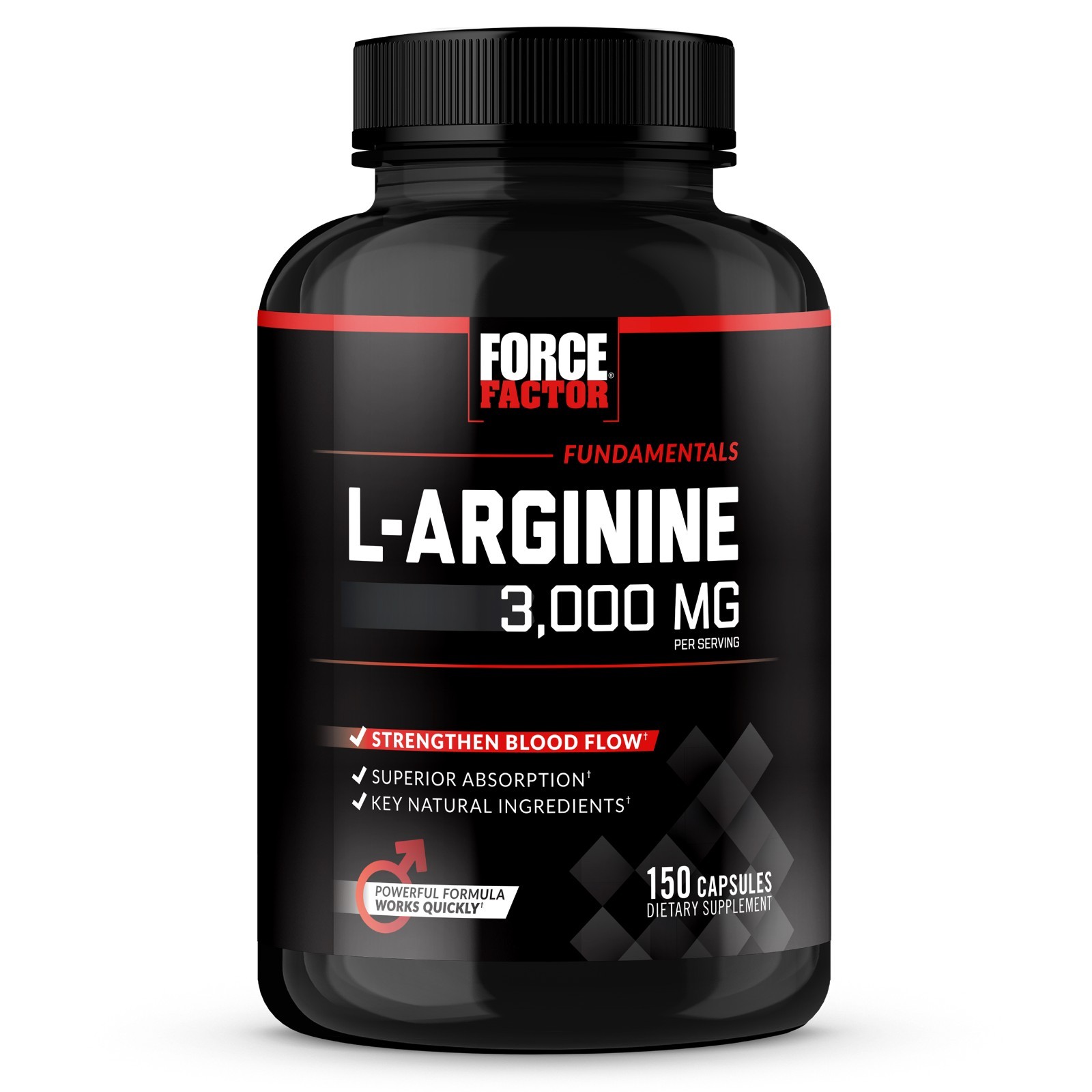 Force Factor L-Arginine 3000mg Extra Strength Nitric Oxide Circulation