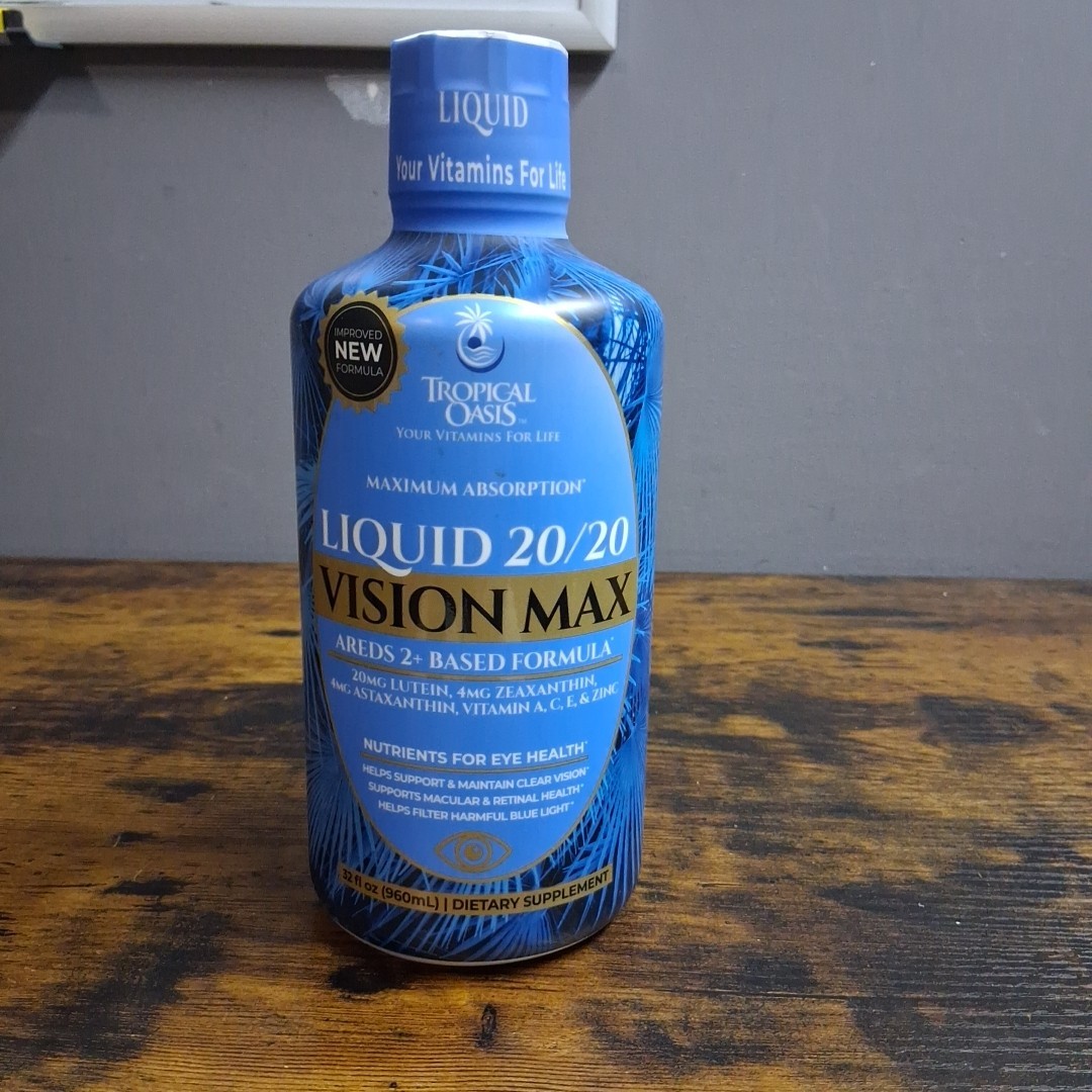 Tropical Oasis Liquid 20/20 Vision Max Areds 2 Based. 32 fl oz Liquid Vitamins.