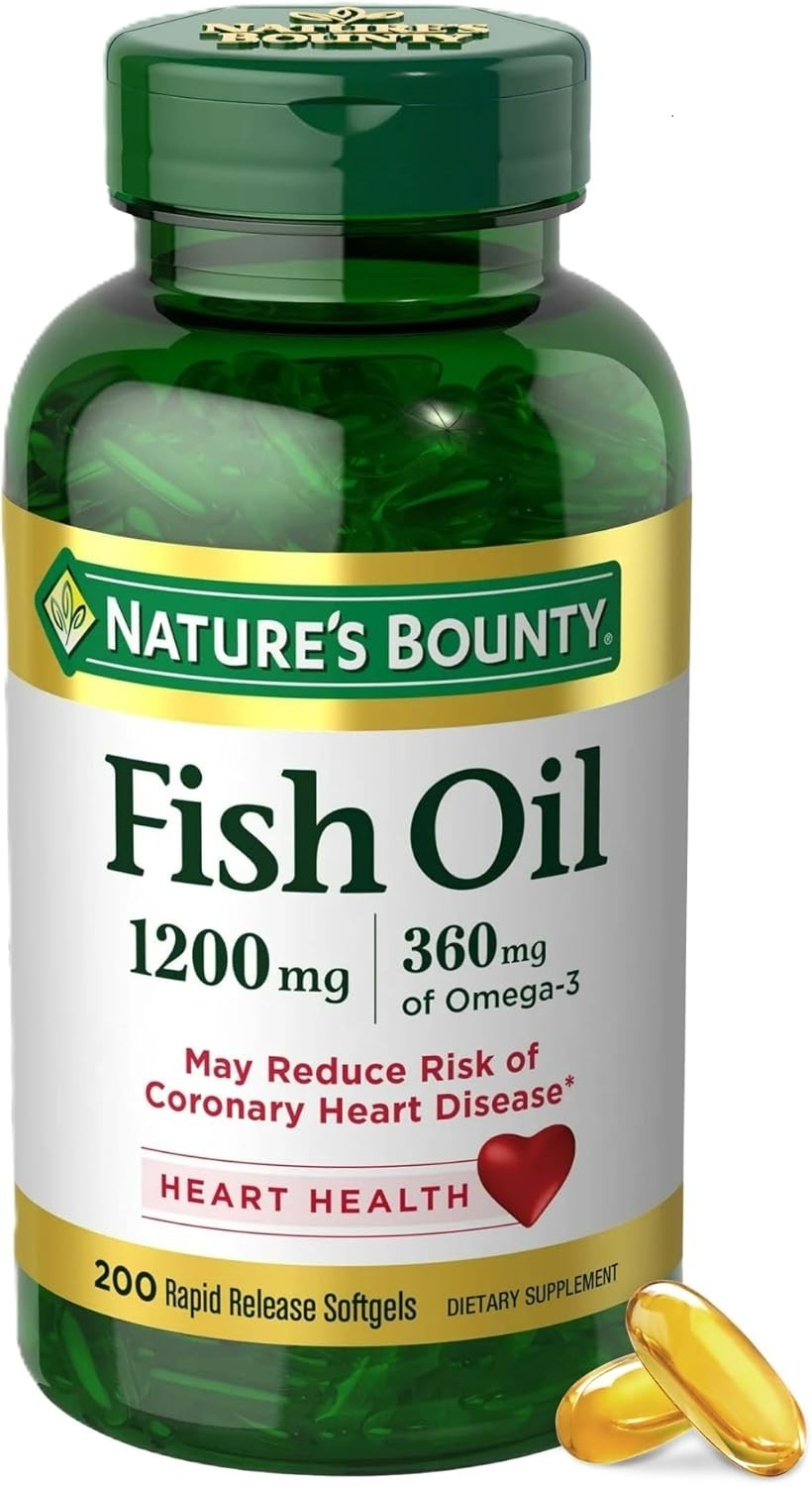 Nature’s Bounty 200 Pack Fish Oil 1200 mg Supplements – Heart Health BB: 10/27