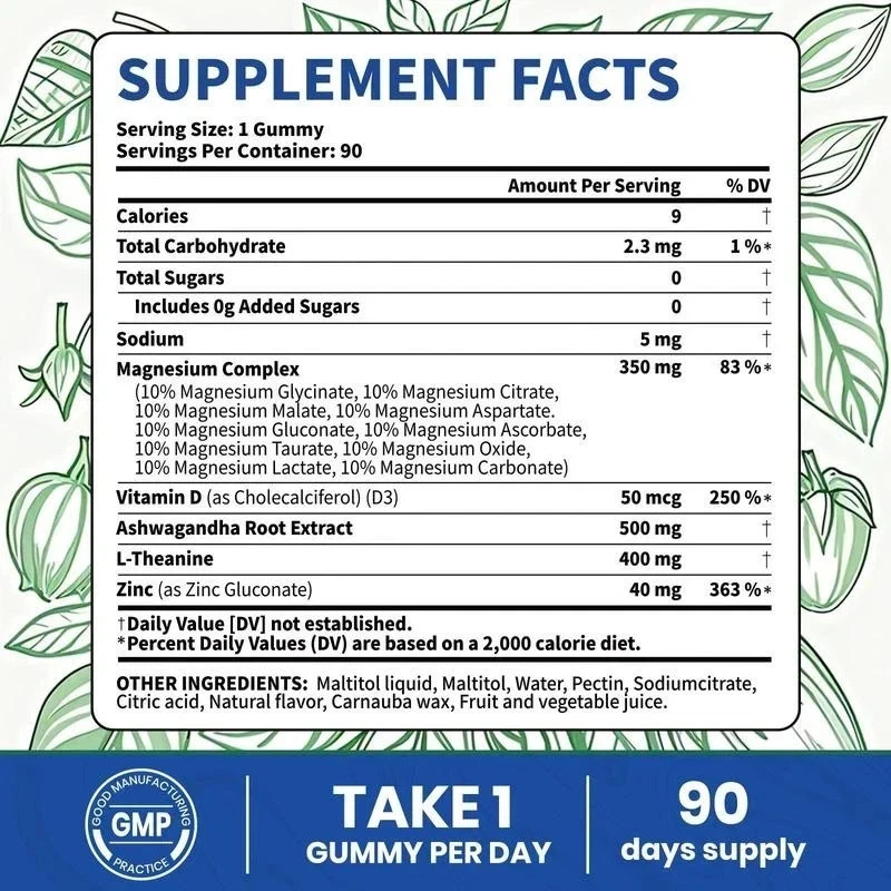 VEV 14-in-1 Magnesium Gummies – with Ashwagandha, L-Theanine, Vitamin D3 & Zinc