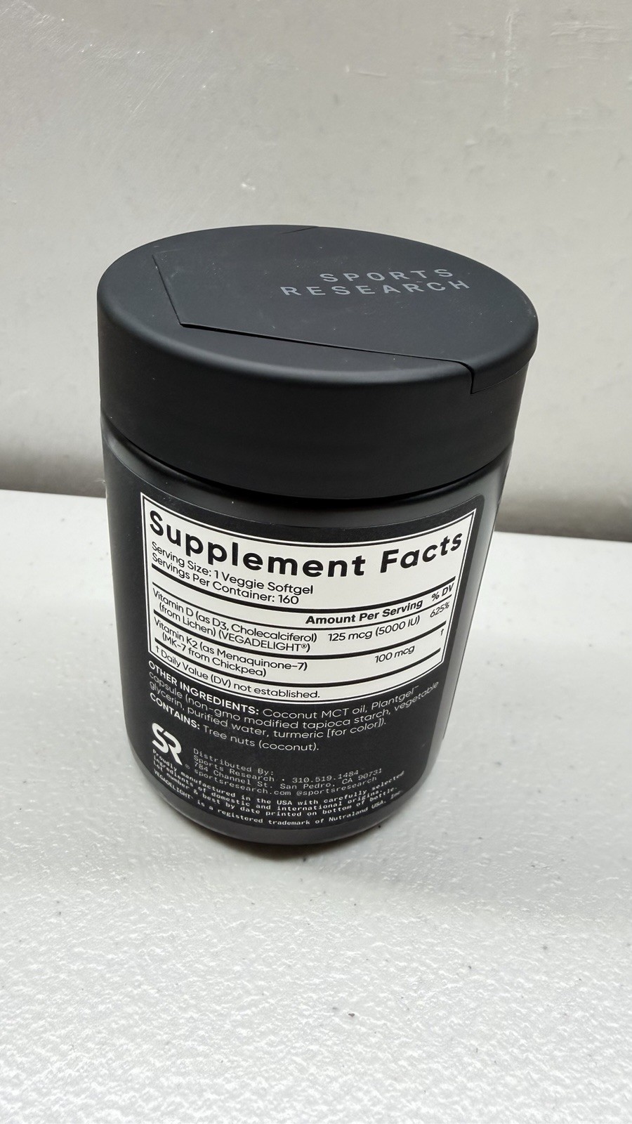 2- Pack Sports Research D3 + K2, 160 Veggie Softgels