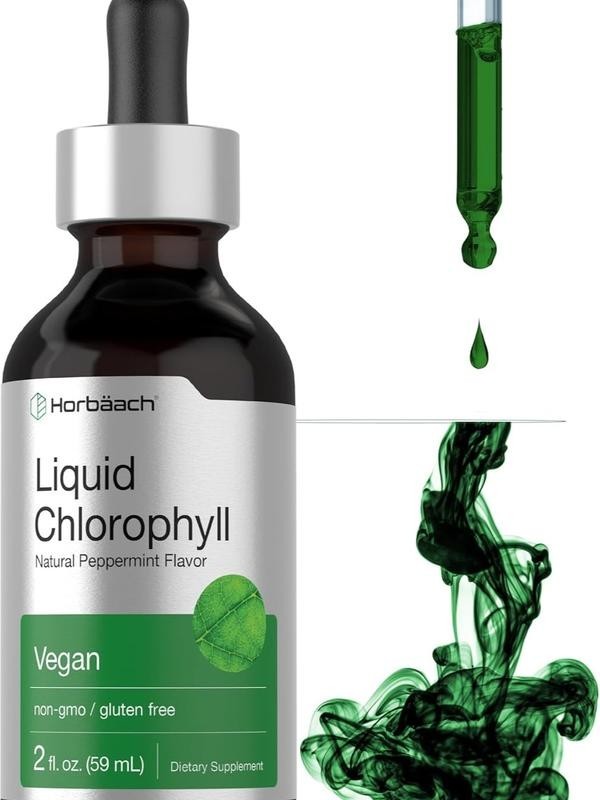 Liquid Chlorophyll Drops 2 oz by Horbaach, Natural Peppermint Flavor