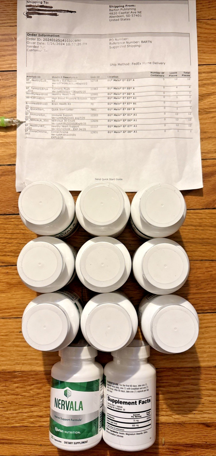 LOT OF 11!! Barton Nutrition Nervala Nerve Support 30 Capsules Exp: 09/2025