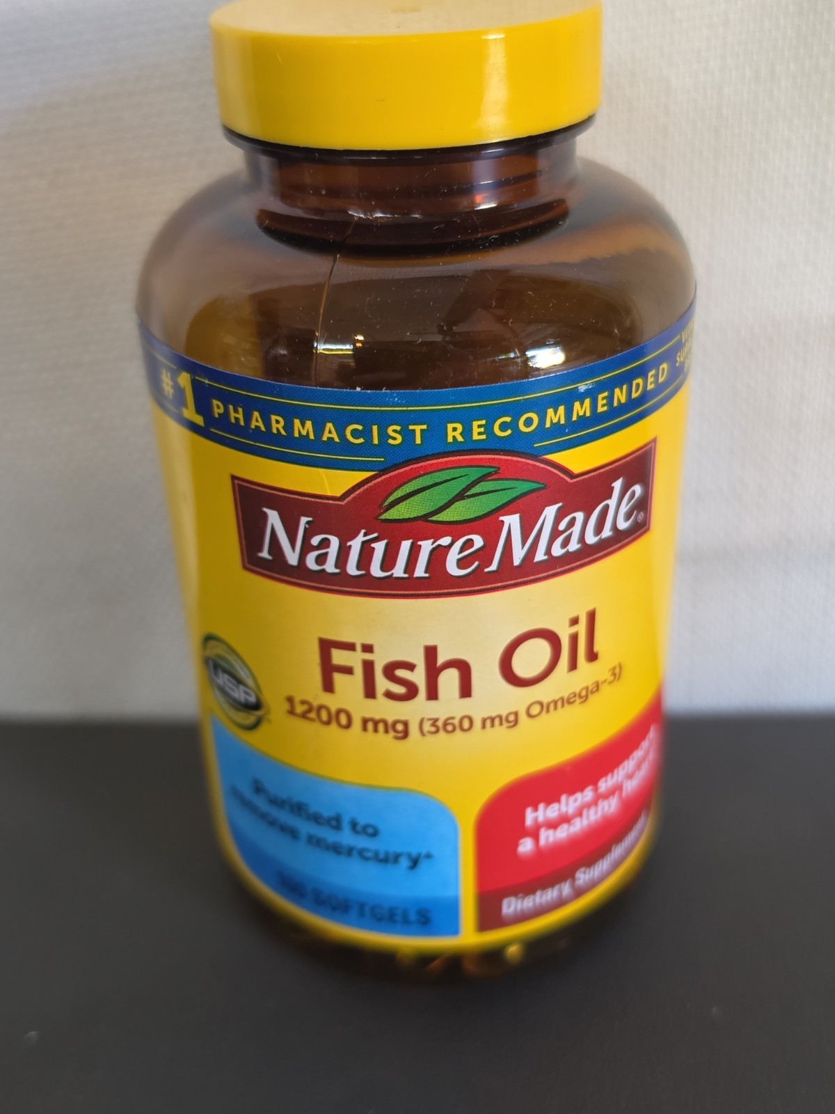 Nature Made Fish Oil 1200mg Omega 3 for Heart Health 100ct Softgels date 1/2029