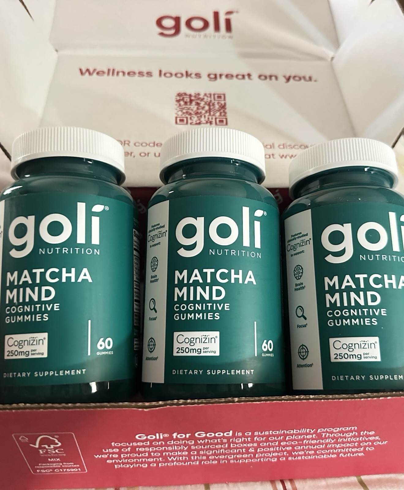 Goli Matcha Mind Cognitive Support Gummies 3 Pk 60 Count Ea 12/27