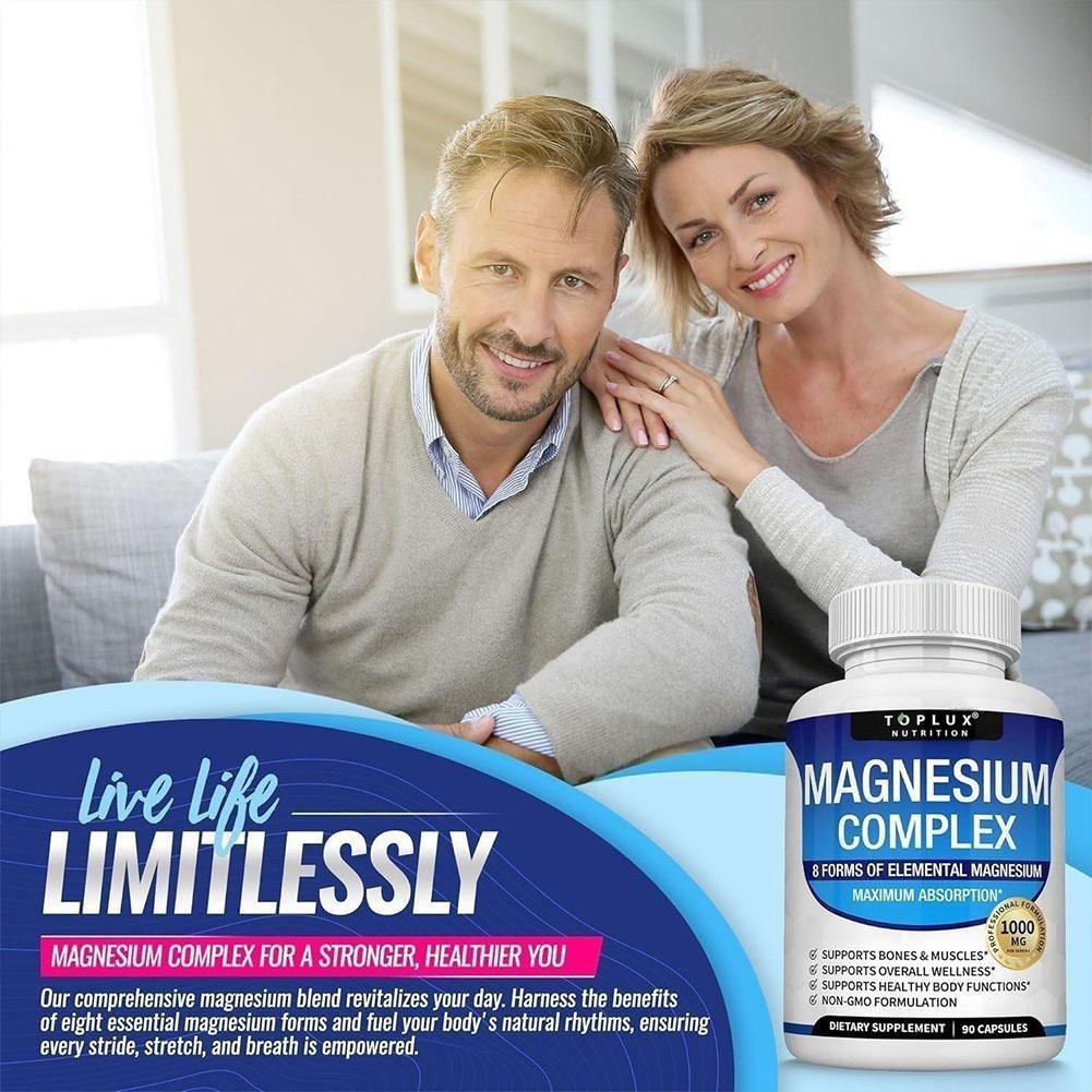 3Pack Toplux Nutrition Magnesium Complex 1000mg Supports 8 Elemental Magnesium