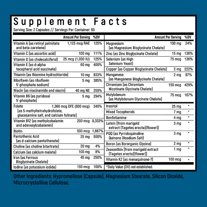 Multivitamin with 45 mg of Iron | Easy to Swallow Capsule | Immune Support