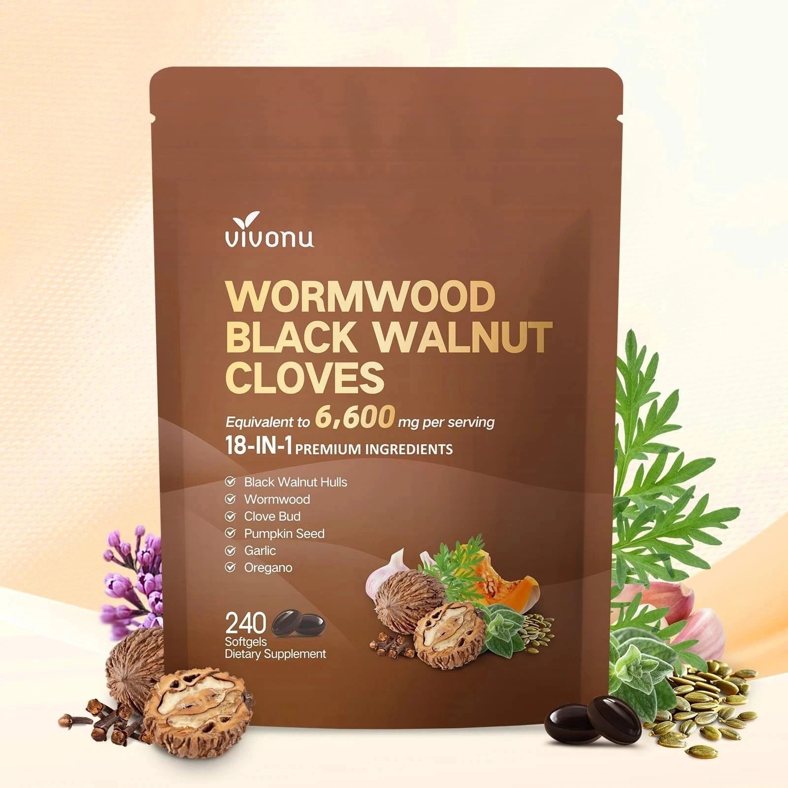 Vivonu Wormwood Black Walnut Cloves 240 Softgels FAST POSTAGE
