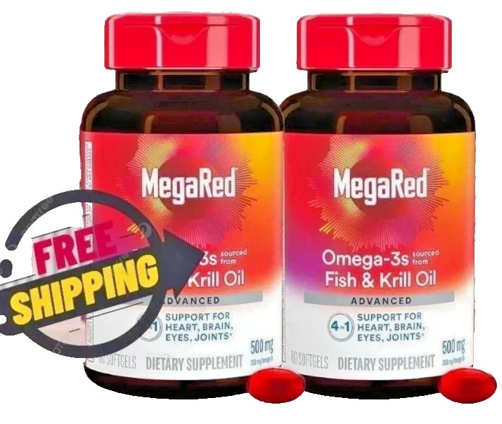 2 Pack – MegaRed Omega-3 Fish Oil + Krill Oil 500mg | 80 Softgel Best sale