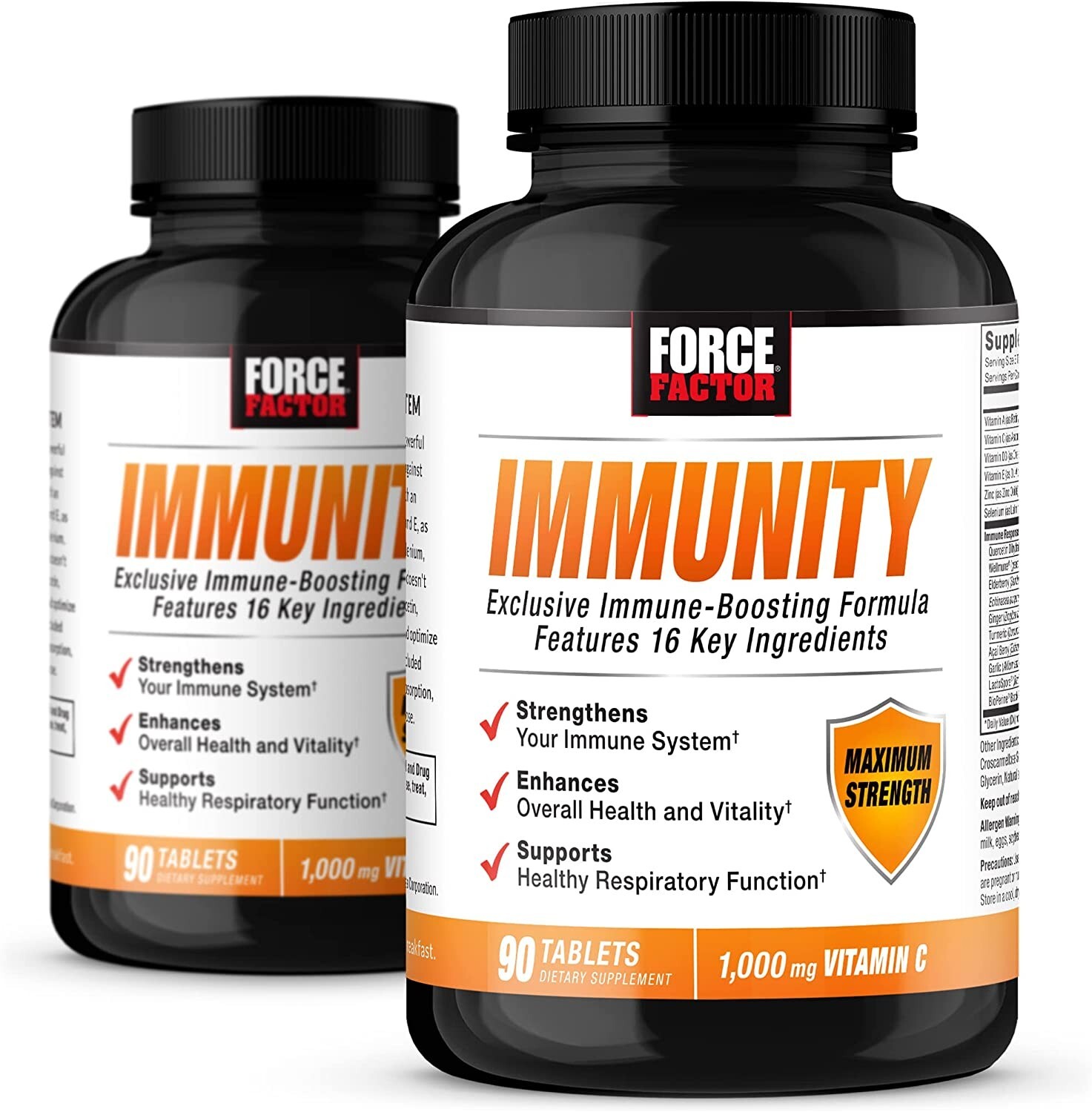 Force Factor Immunity Immune System Booster (2 Pack = 180 Tablets)