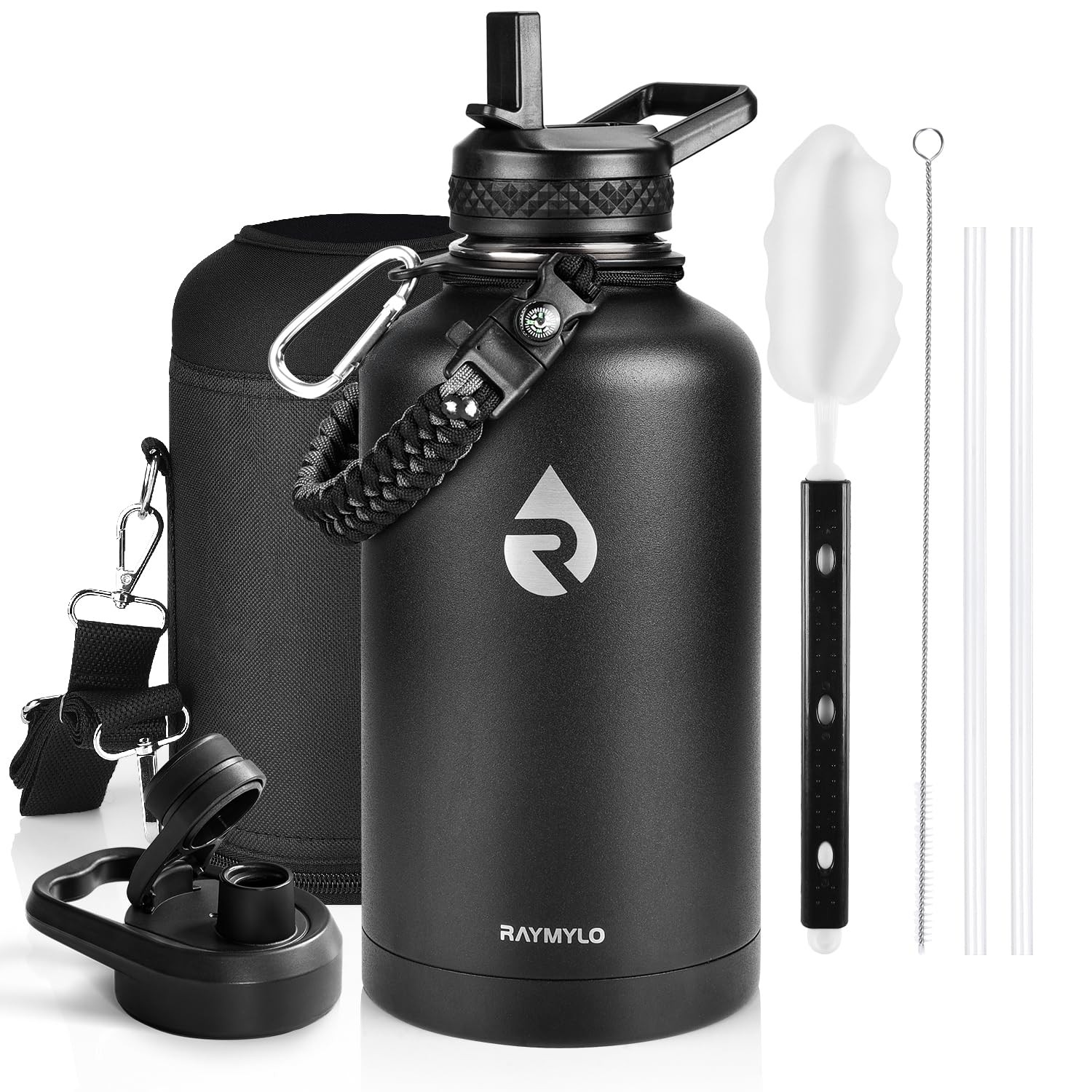 RAYMYLO Insulated Water Bottle 64 oz, Triple Wall 64 Ounces, Magic Black