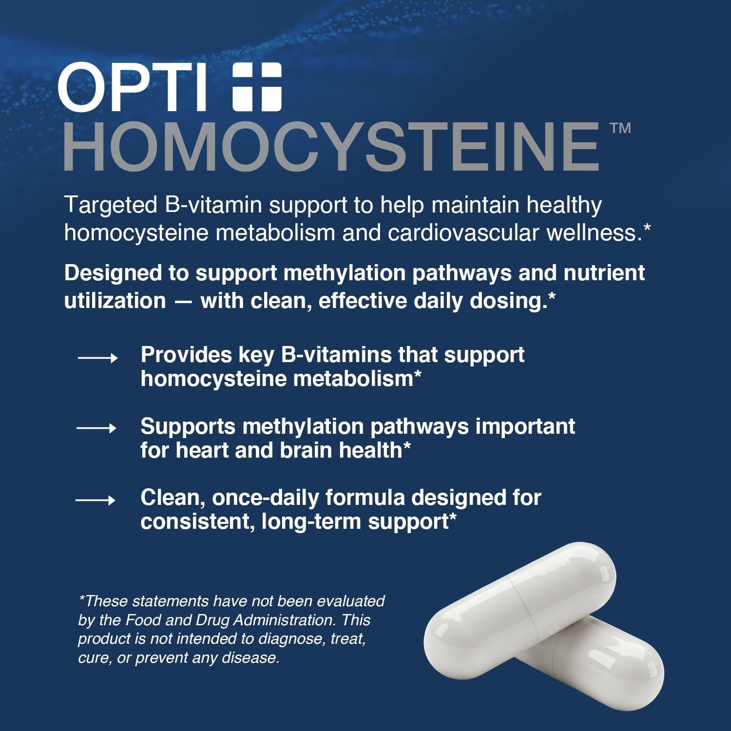 Opti + Homocysteine Capsules ~ Daily Brain and Heart Health Supplements*