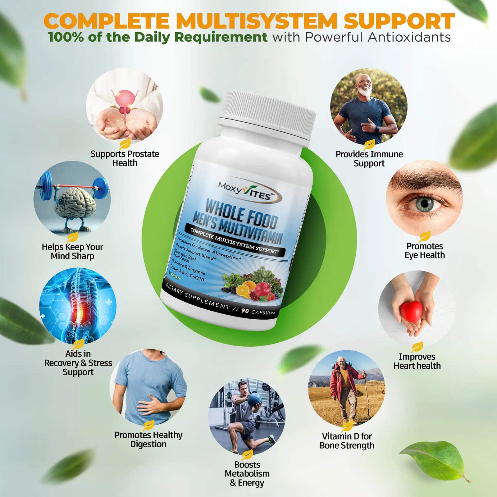 MoxyVites Men’s Multivitamins, 44 Organic Whole Food, Fermented Nutrients