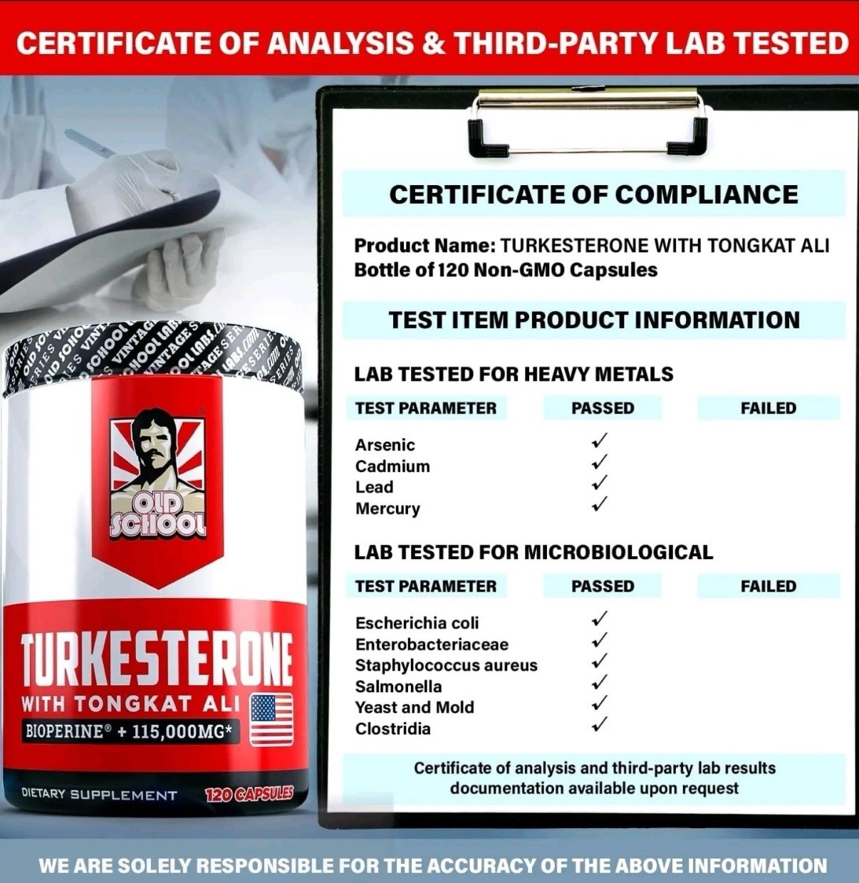 Turkesterone 1500mg – 120 Capsules, Non-GMO & Gluten-Free Supplement USA