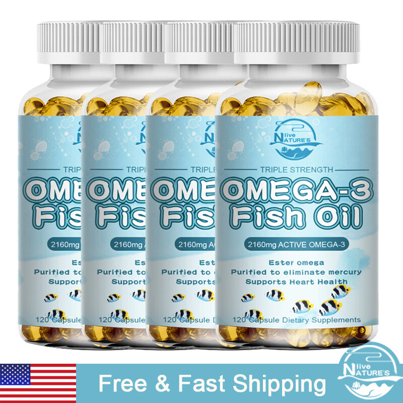 Omega 3 Fish Oil Capsules 3x Strength 1296mg EPA & DHA, Highest Potency