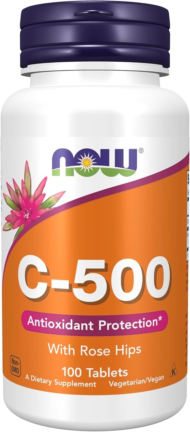 NOW Foods Vitamin C-500 with Rose Hips 100 Tablets Antioxidant Support