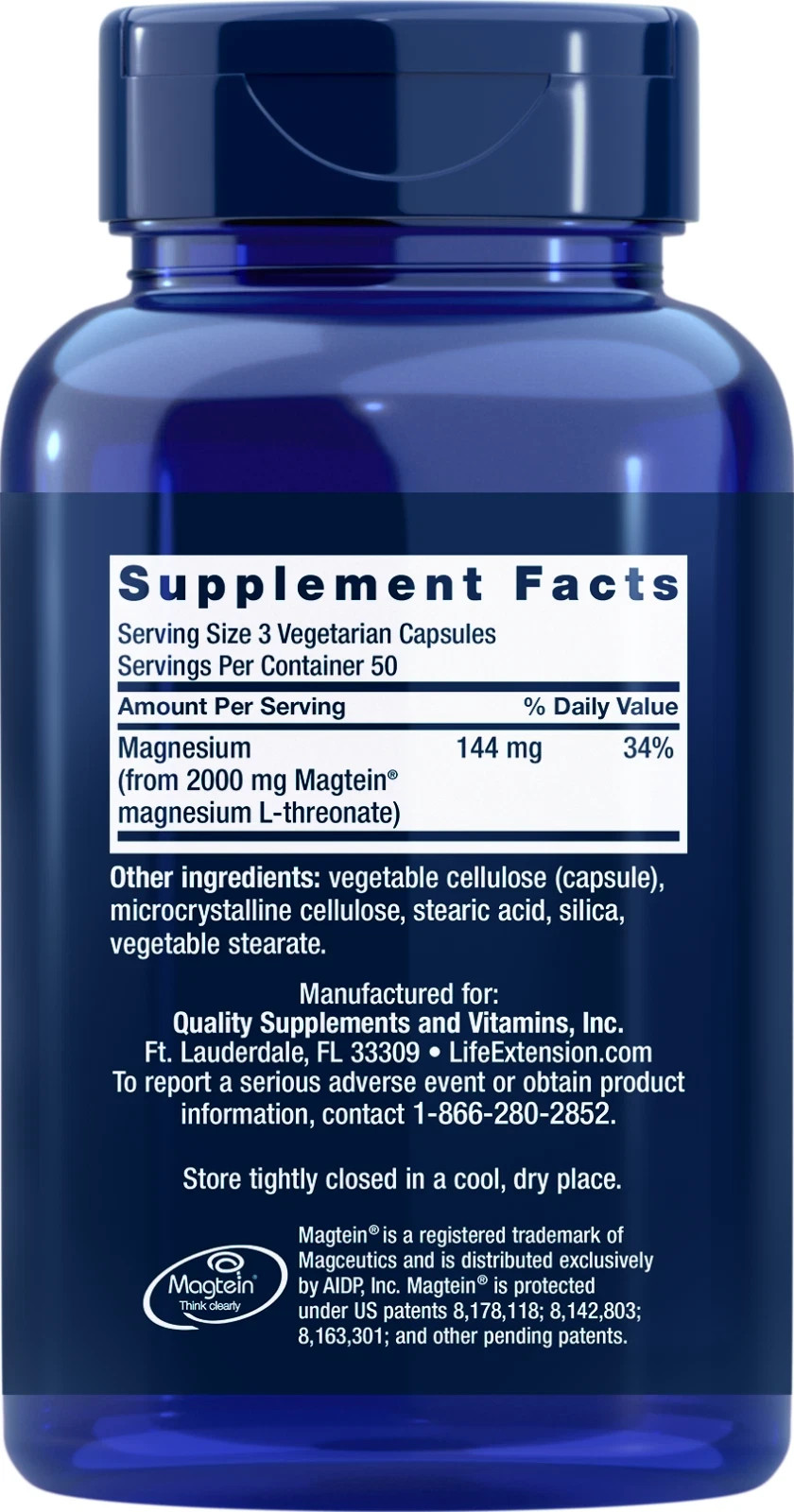 Neuro-Mag Magnesium L-Threonate from 2000 mg Magtein – Life Extension 5X90caps