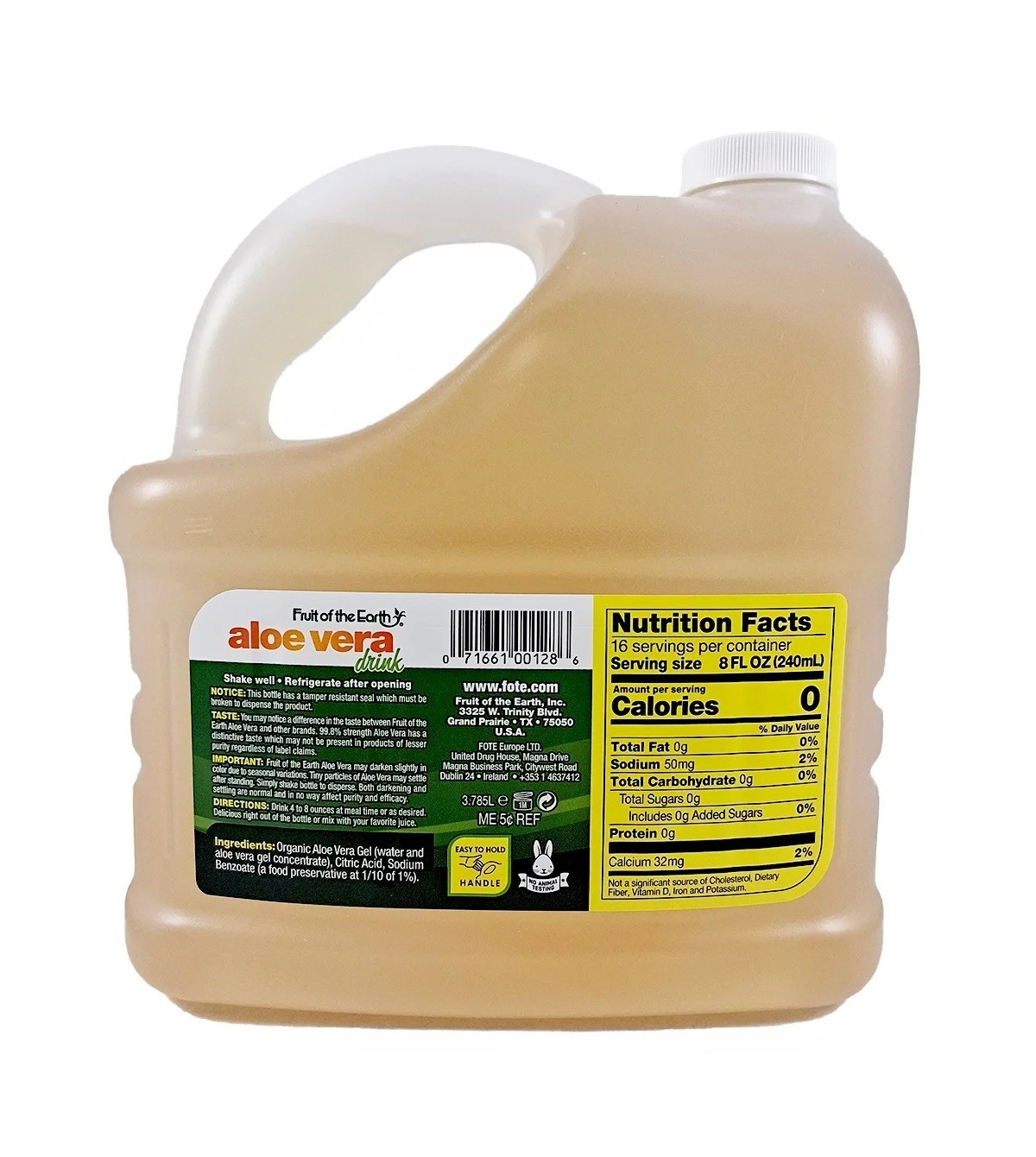 Fruit of the Earth Aloe Vera Drink 128 fl oz Health Wellness Beverage