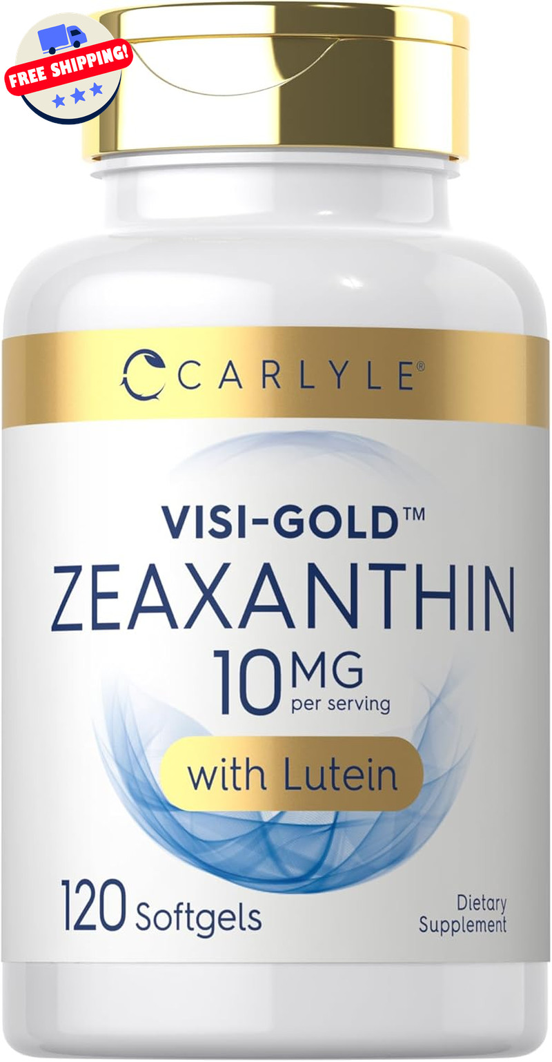 Zeaxanthin 10mg + Lutein Softgels | Eye Health Support 120 Count | Carlyle