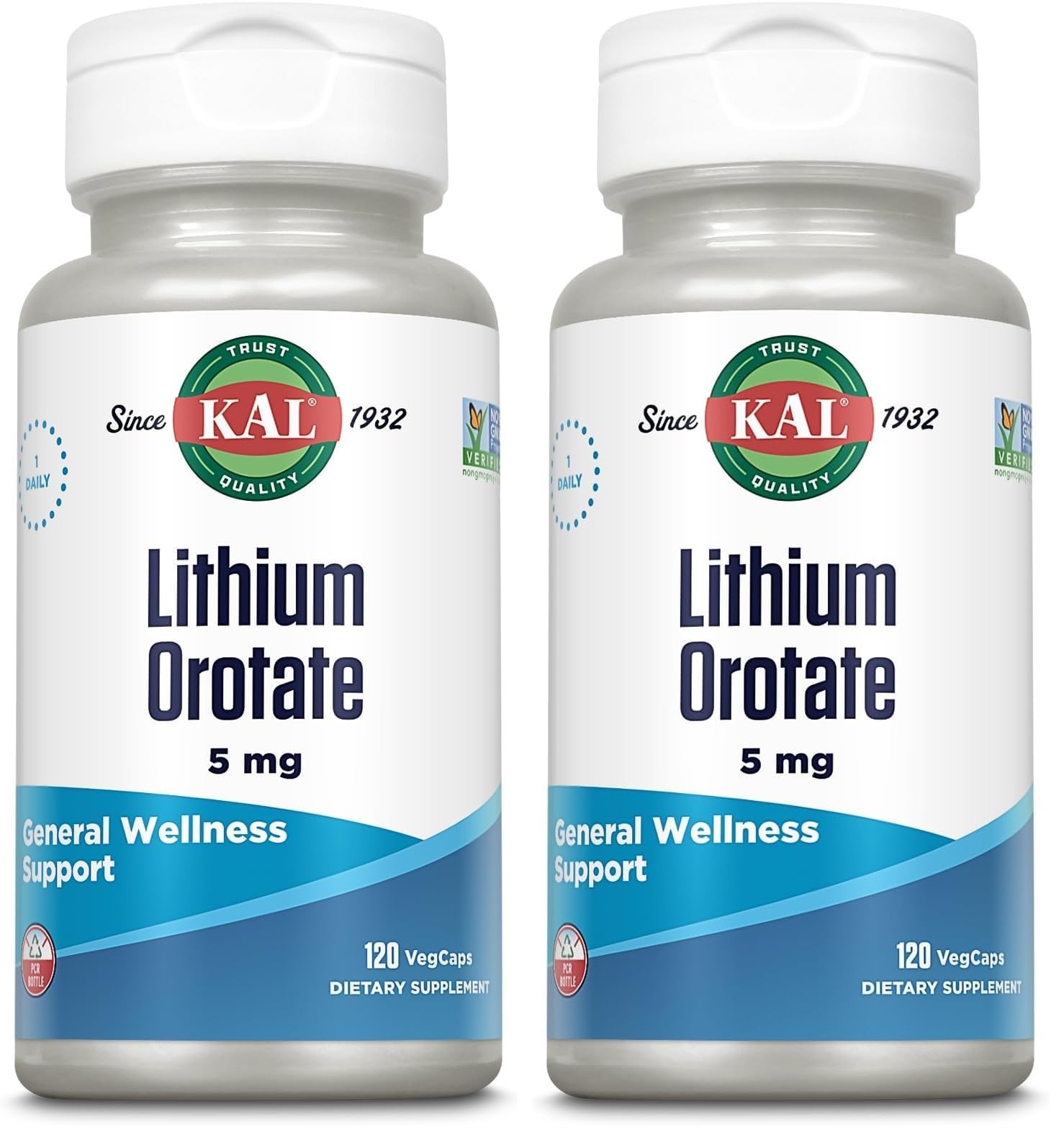 Lithium Orotate 5mg – Chelated Mood Support Supplement, 120 VegCaps x2, Bioavail