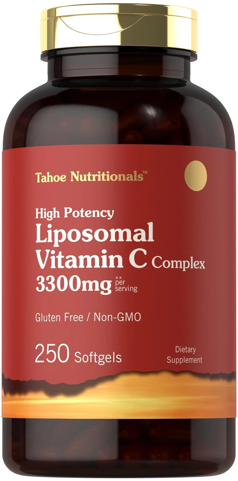 Tahoe Nutritionals Liposomal Vitamin C 3300mg 250 Softgels High Potency