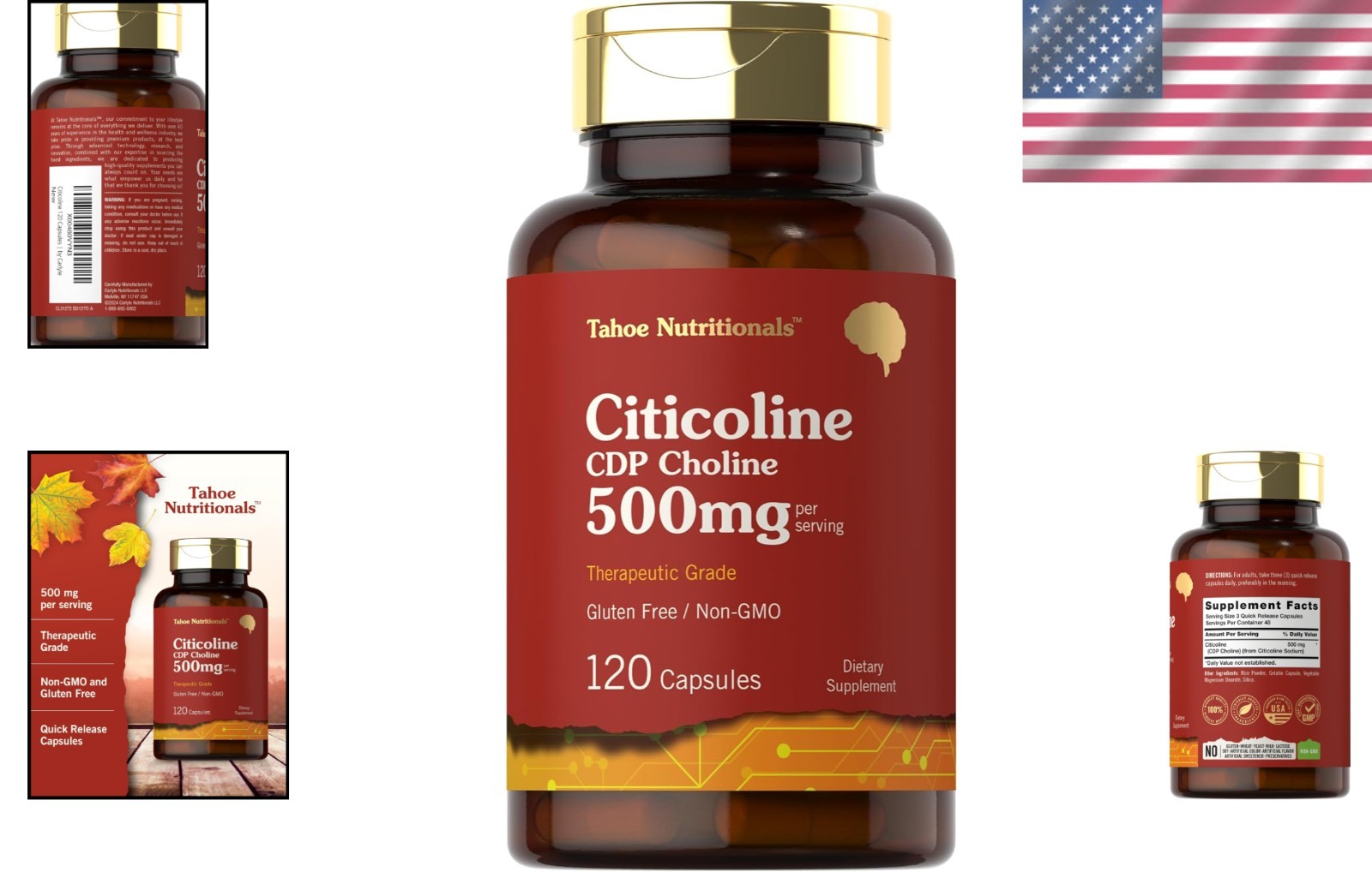 Citicoline Supplement | 500mg | 120 Capsules | CDP Choline | Therapeutic Grad…