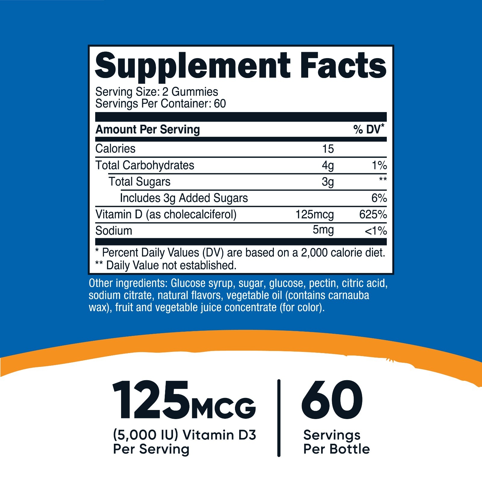 Nutricost Vitamin D3 Gummies 5,000 IU (125mcg), 120 Gummies – Mixed Berry Flavor