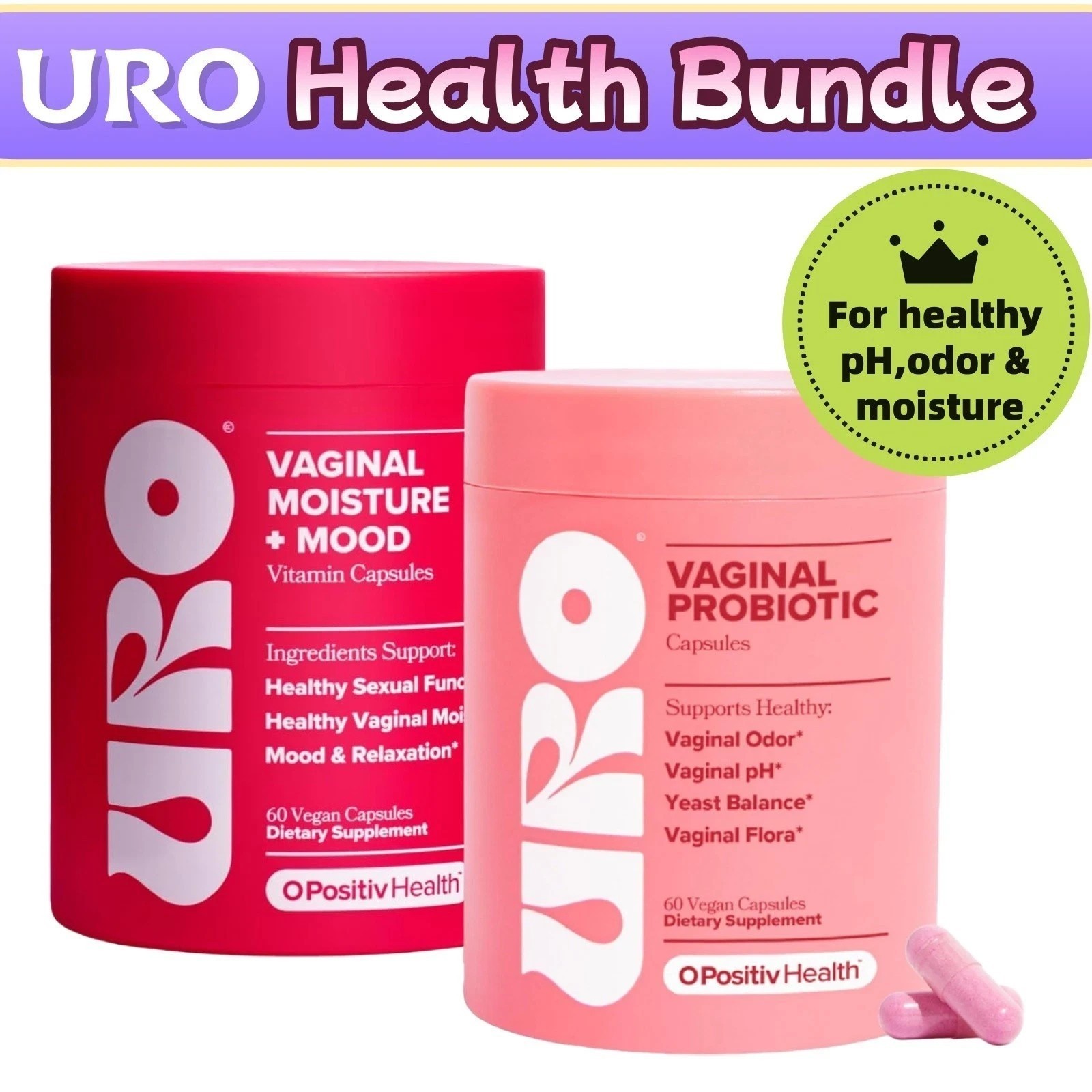 NEW URO Health Bundle: Vaginal Moisture & Mood 60ct + Vaginal Probiotics 60ct