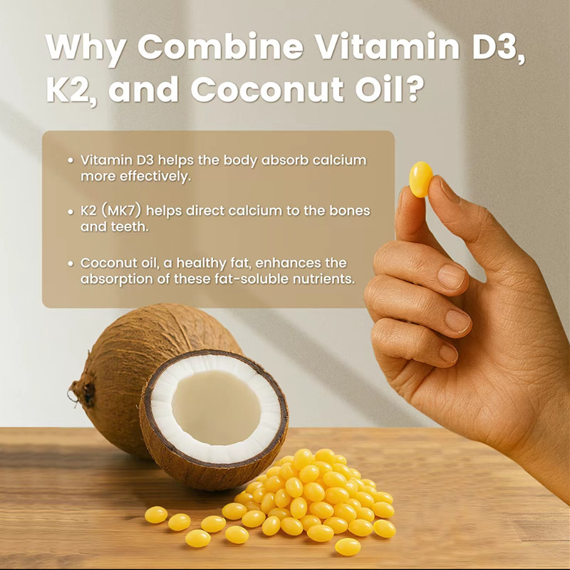VEV Vitamin D3 K2 10000 IU Softgels 300 Count Including Virgin Coconut Oil 100mc