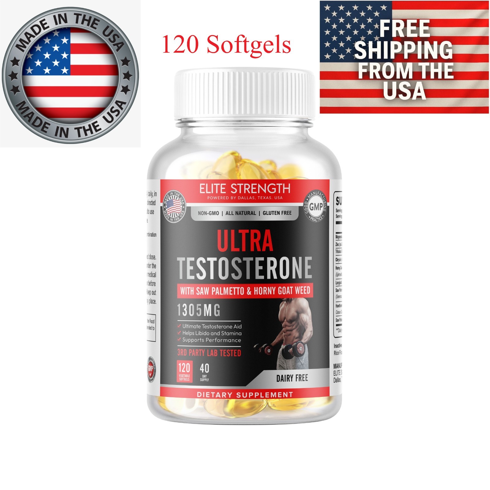 Natural Testosterone Booster 120 Increase Energy Improve Muscle Strength Growth