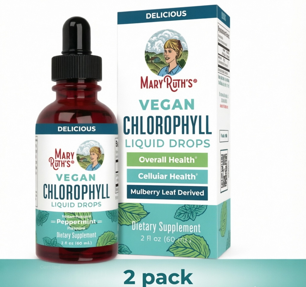 2 Pack Mary Ruth’s VEGAN Chlorophyll Liquid Drops Peppermint 2 Fl Oz