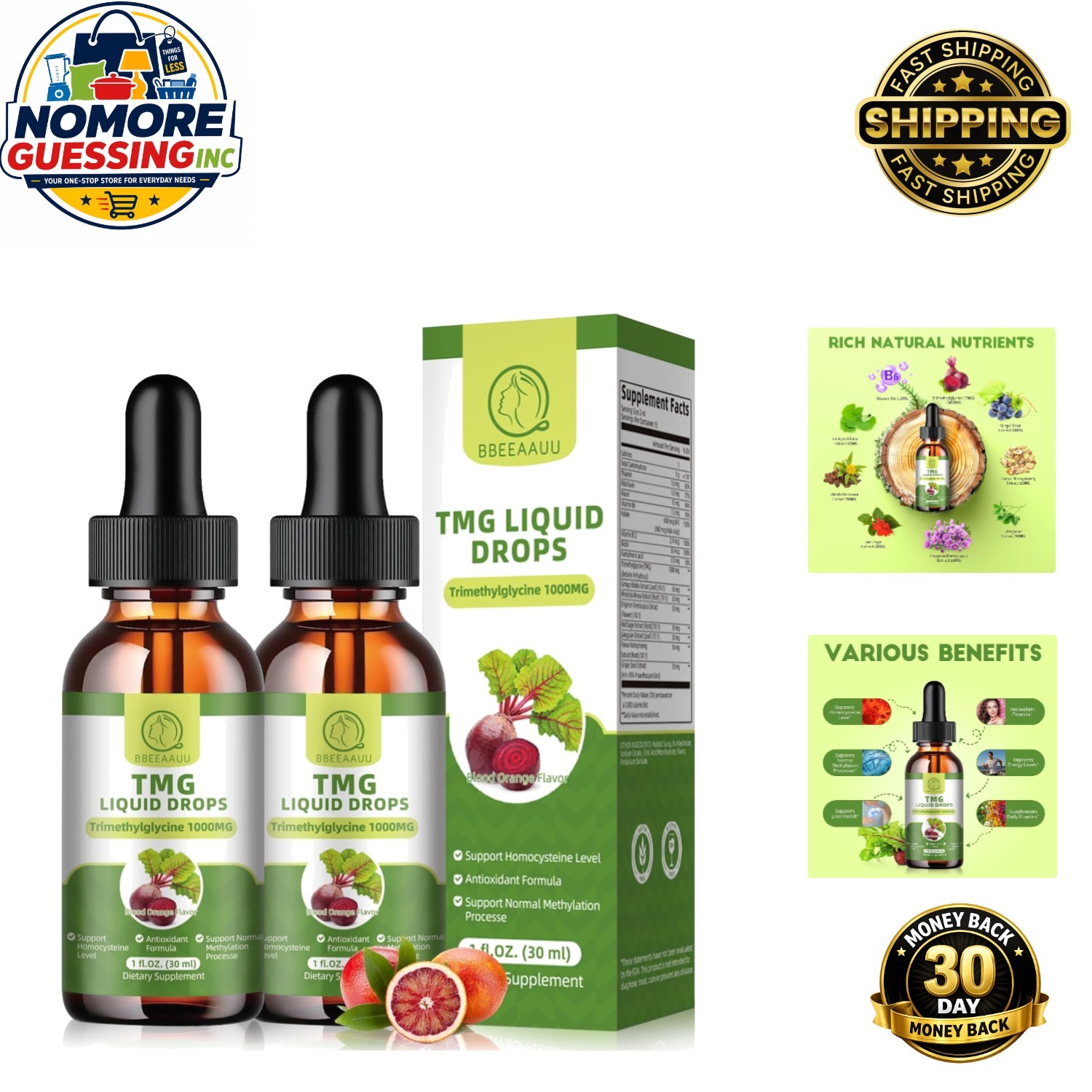 2 Pack TMG 1000MG Trimethylglycine Drops – Enhance Methylation & Mental Clarity